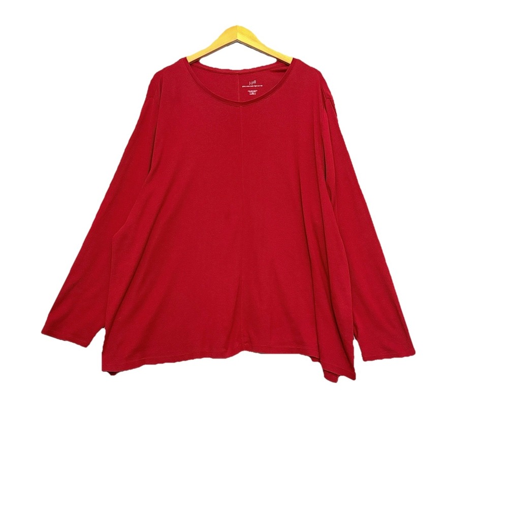 J Jill Pima Crew Neck High Low Tee‎ Tunic Red Size 4X Casual Minimalist Layers